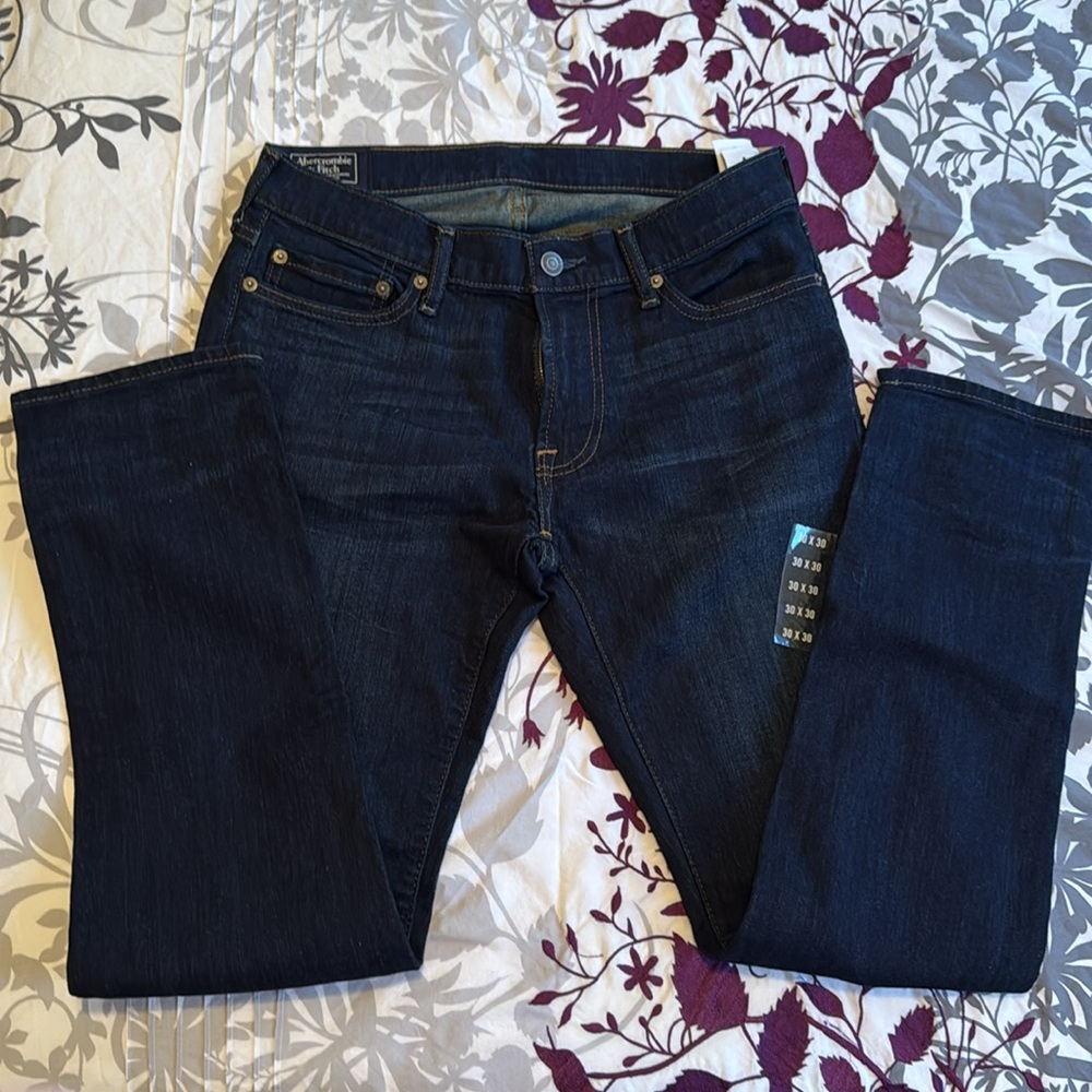 Abercrombie & Fitch Men's Langdon Slim Stretch Jeans - Deep Indigo